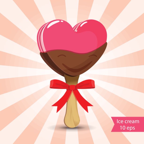 向量。粉红色的巧克力冰淇淋。情人节。图片下载
