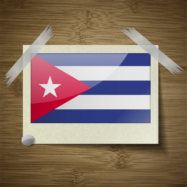 旗帜古巴在框架上的木制纹理。向量图片下载
