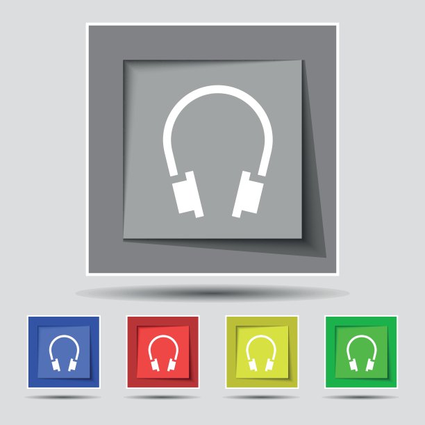 耳机图标标志上原来的五种颜色的按钮。向量图片下载