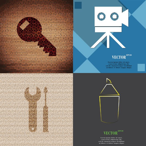 一组抽象背景与不同的网页图标图片下载