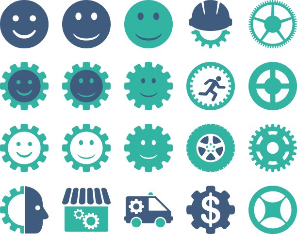 工具和微笑齿轮图标图片下载