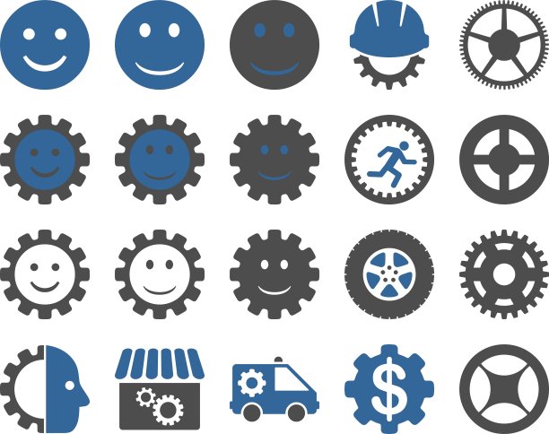 工具和微笑齿轮图标图片下载