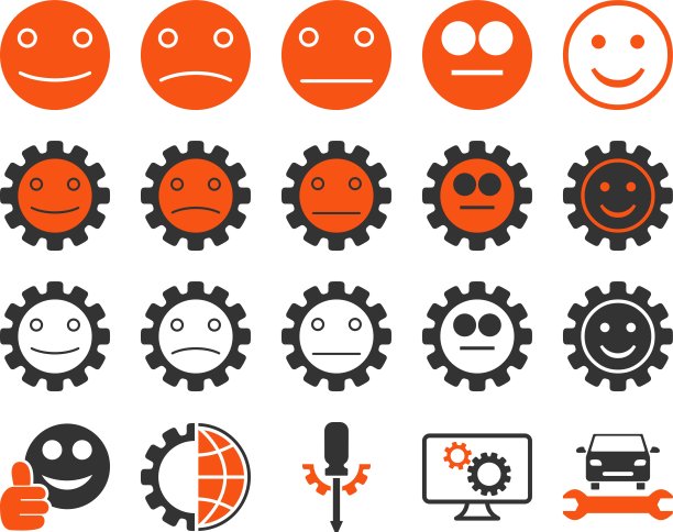 工具和微笑齿轮图标图片下载