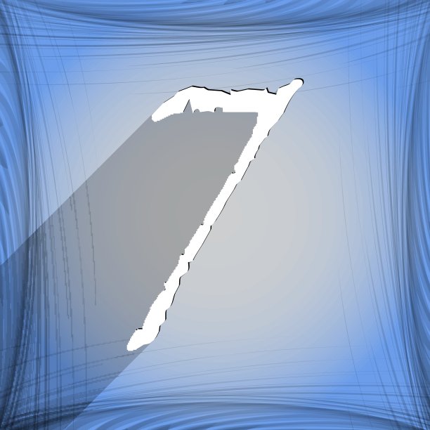 数字七图标符号扁平的现代网页设计，为你的文本提供长长的阴影和空间。向量图片下载