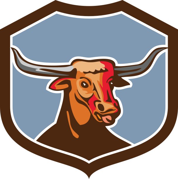 德州长角红牛盾复古版图片下载