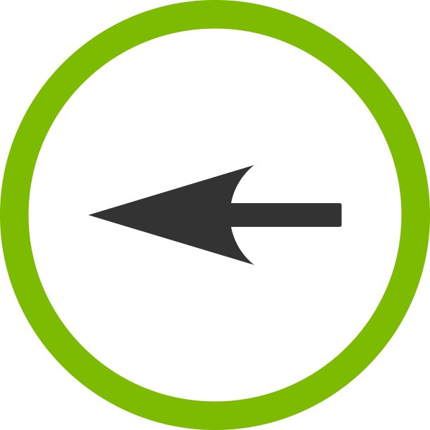 尖锐的左箭头平坦的生态绿色和灰色的圆形矢量图标图片下载