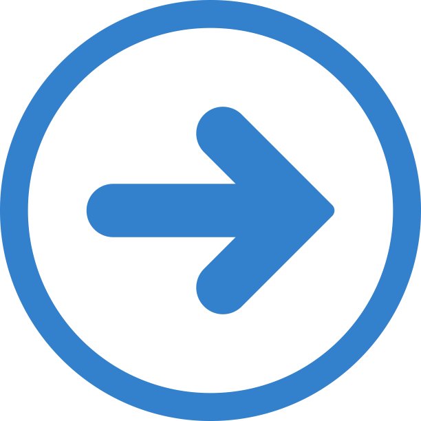 箭头右平坦的钴色圆形矢量图标图片下载