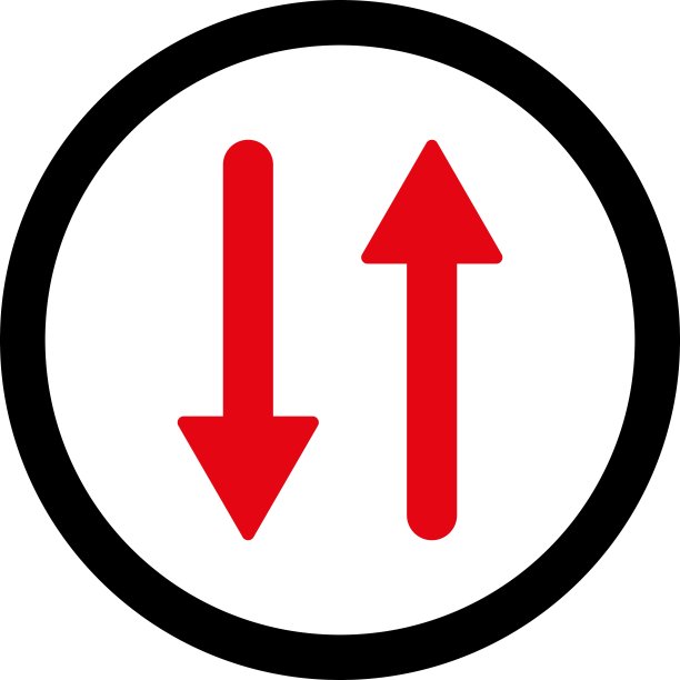 箭头交换垂直平面密集红色和黑色的圆形矢量图标图片下载