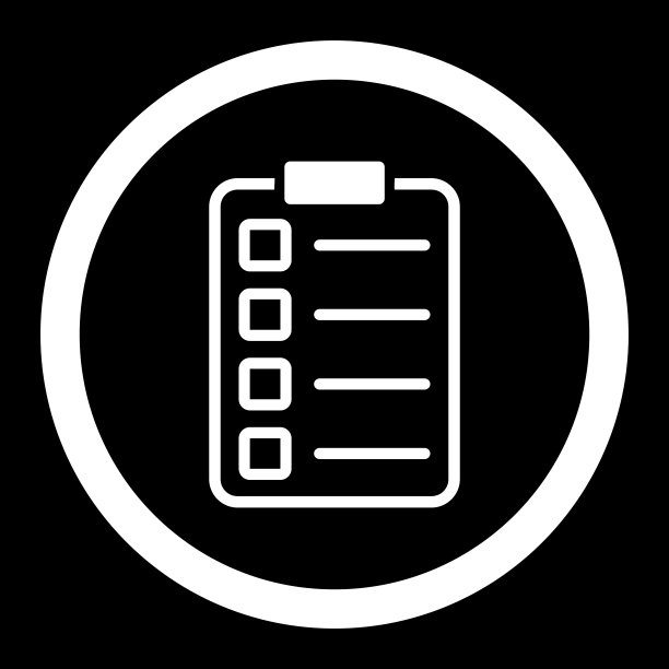 检查平面白色圆形矢量图标图片下载