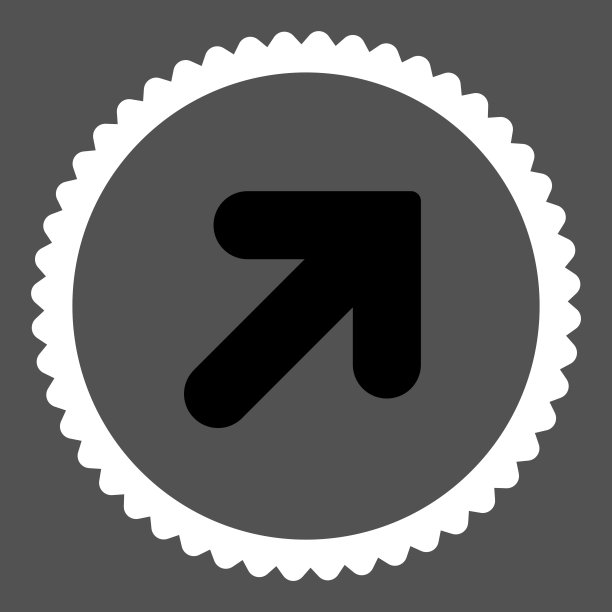 右箭头向上平坦的黑白颜色圆形邮票图标图片下载