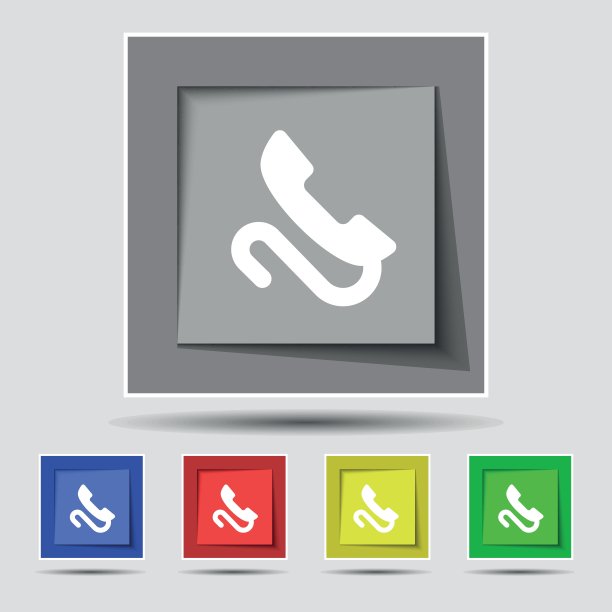 复古电话听筒图标上原来的五色按钮。向量图片下载