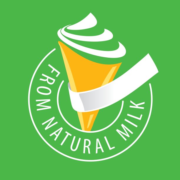 由天然牛奶制成的矢量标志冰淇淋图片下载