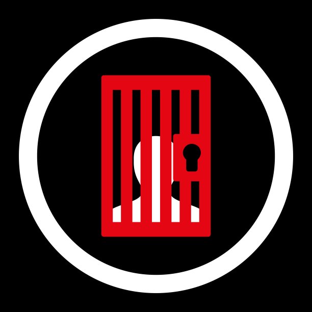 监狱平红色和白色圆形矢量图标图片下载