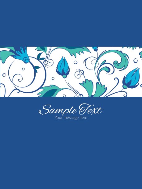 向量蓝色绿色的条纹花条纹框垂直卡invi图片下载