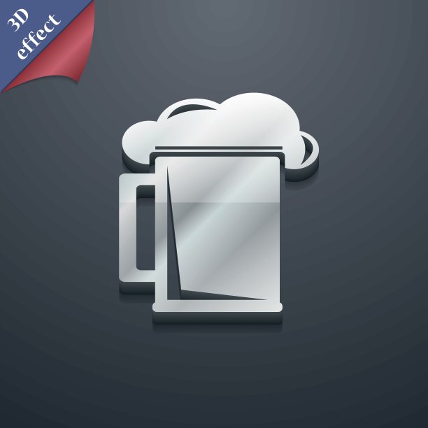 一杯啤酒的图标象征。3 d风格。时尚，现代的设计与空间为您的文本向量图片下载