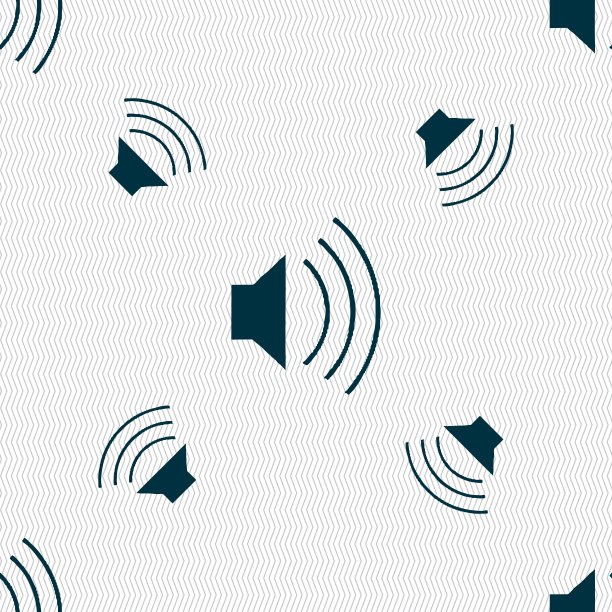 音量，声音图标标志。无缝图案与几何纹理。向量图片下载