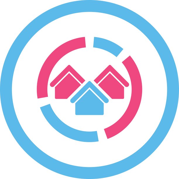 房地产图表平面粉红色和蓝色的圆形矢量图标图片下载