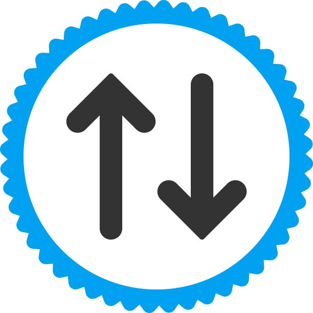 翻转扁蓝色和灰色圆形邮票图标图片下载