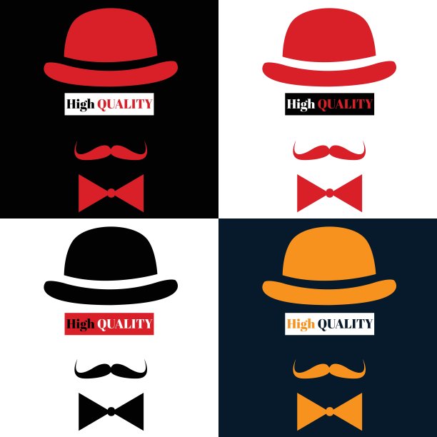 复古剪影高顶帽和胡子图片下载