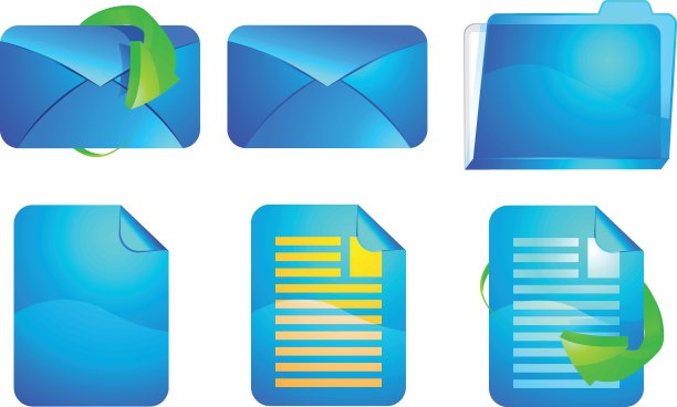 蓝色的纸和信封图标图片下载