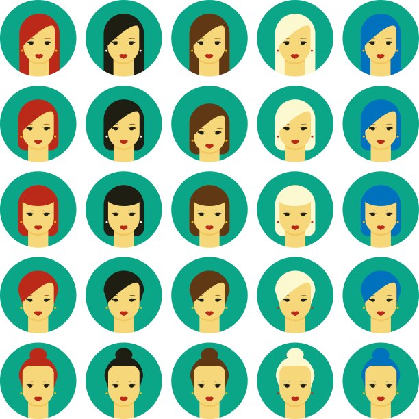 矢量集的女孩与各种发型图片下载