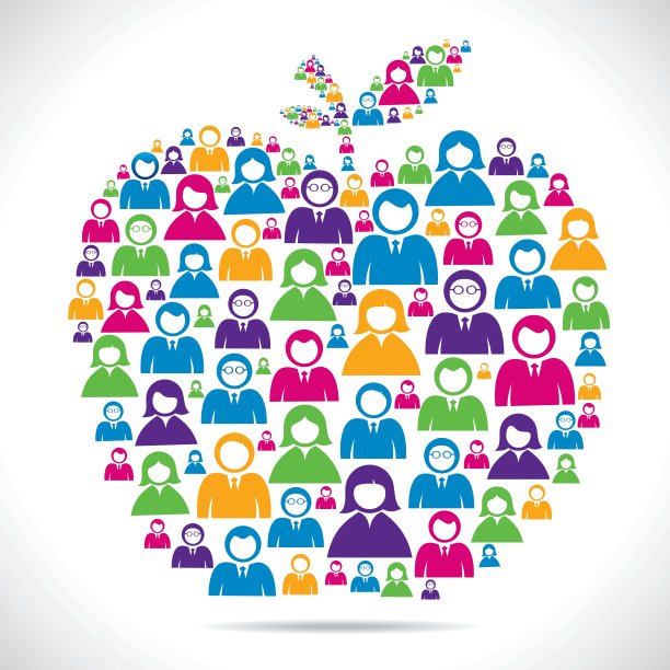 一群人制作苹果形状的股票矢量图片下载