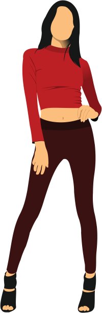 穿红色衣服的可爱女士。矢量图图片下载