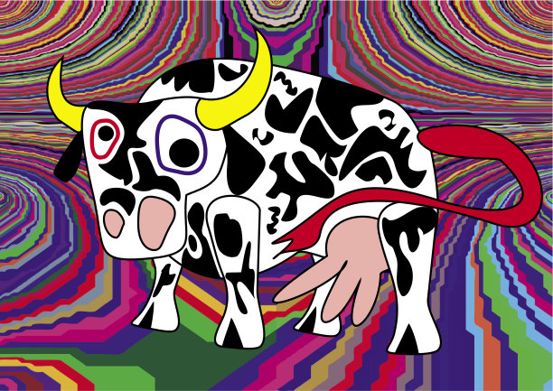 疯狂的牛插图图片下载