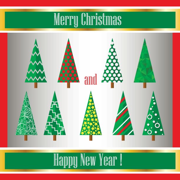 圣诞节折纸树。矢量图图片下载