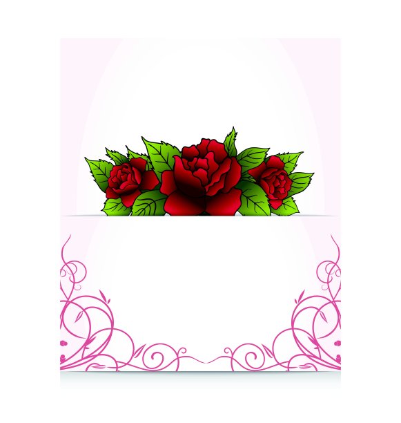 带有玫瑰花束的浪漫信件图片下载