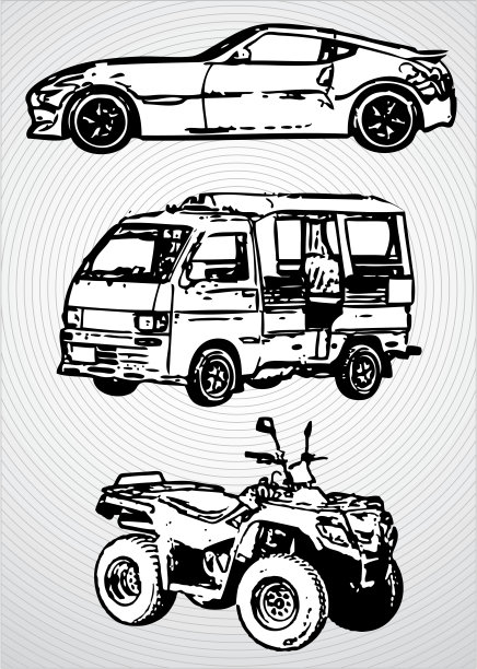 三种不同用途的载具，矢量图片下载