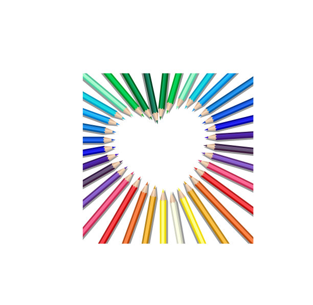 彩色铅笔的心图片下载