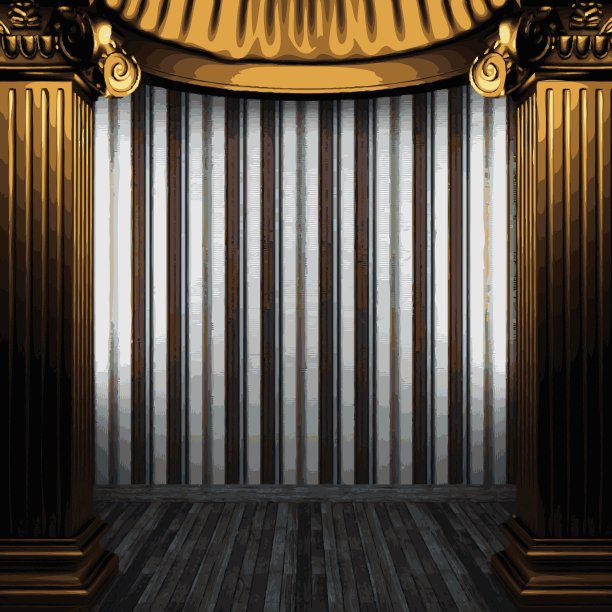 向量青铜柱和瓦墙图片下载