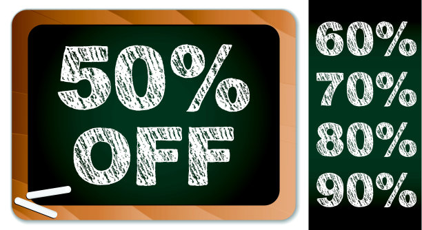 用粉笔写在黑板上的销售百分比。其他的百分比图片下载