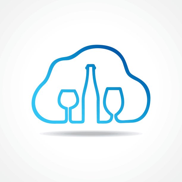 标签餐厅与葡萄酒杯和酒瓶向量图片下载