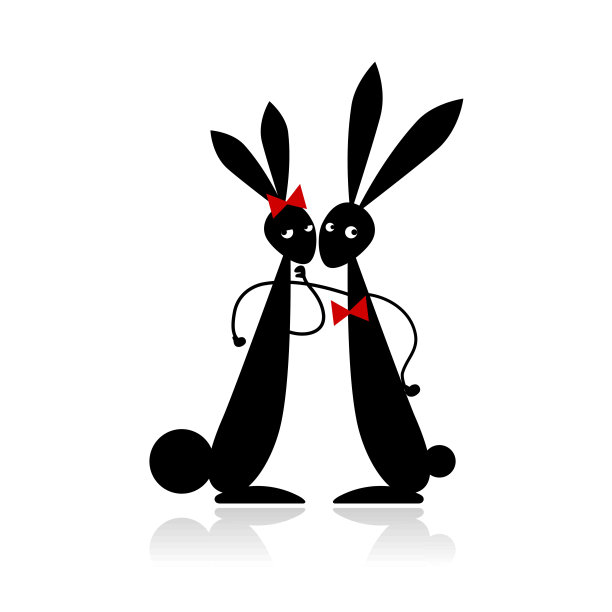 几只兔子，黑色剪影来做你的设计图片下载