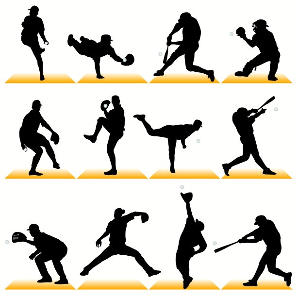 棒球运动员剪影集图片下载