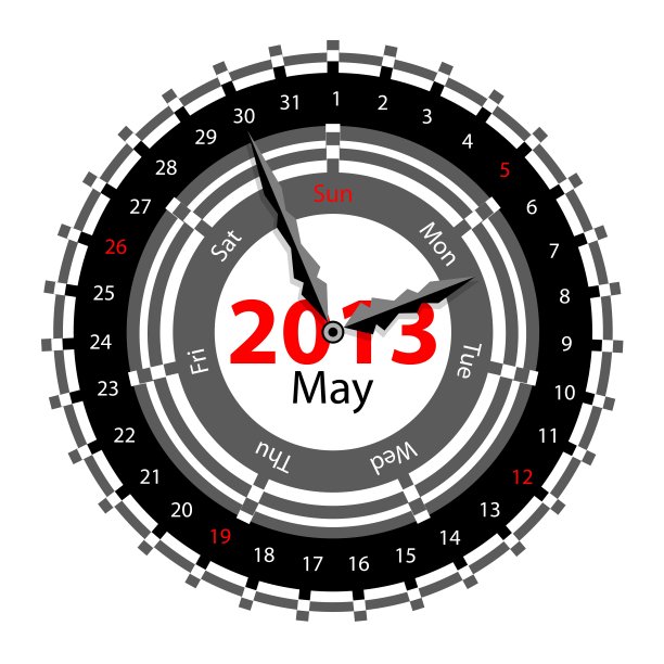 设计一款带有20年圆形日历的时钟的创意图片下载