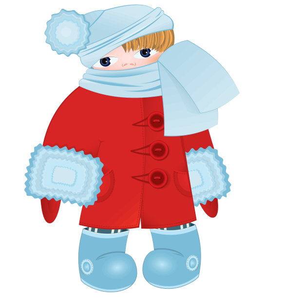 红色矢量的卡通小孩图片下载