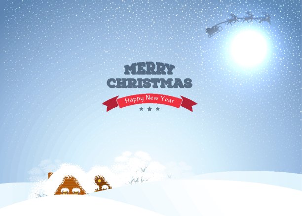 带有房屋的冬季景观图片下载