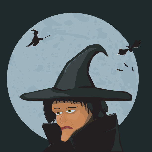 月亮背景上的女巫图片下载