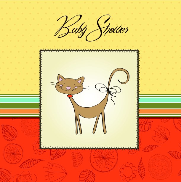 新的婴儿沐浴卡和猫图片下载