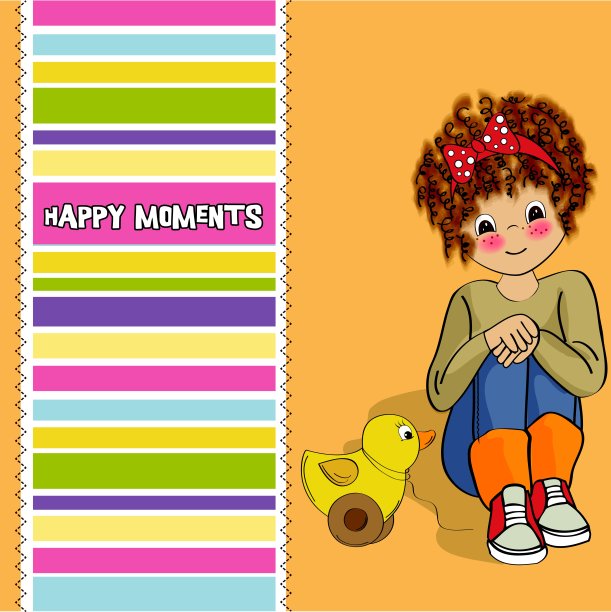 卷毛女孩玩她的鸭子玩具图片下载