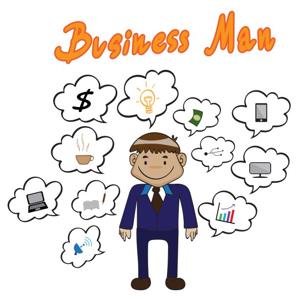 商人和技术，矢量插图图片下载