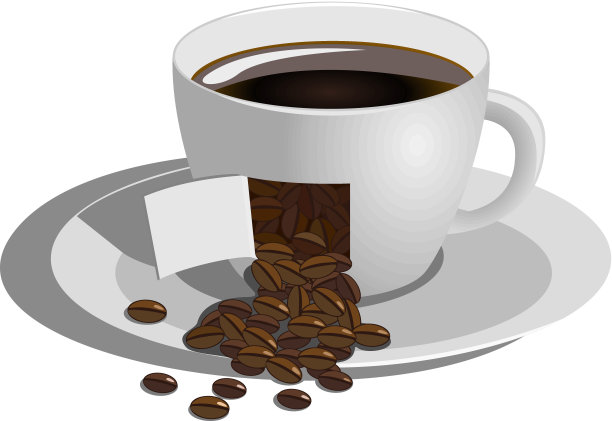 咖啡杯白色背景，矢量插图图片下载