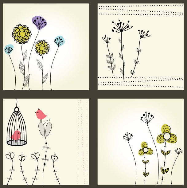 Set Birds情侣相爱。矢量图图片下载