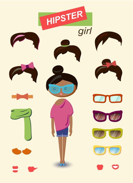 嬉皮士女孩的时尚套装图片下载