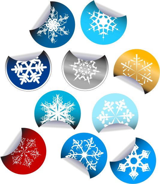 带雪花的圆形标签图片下载