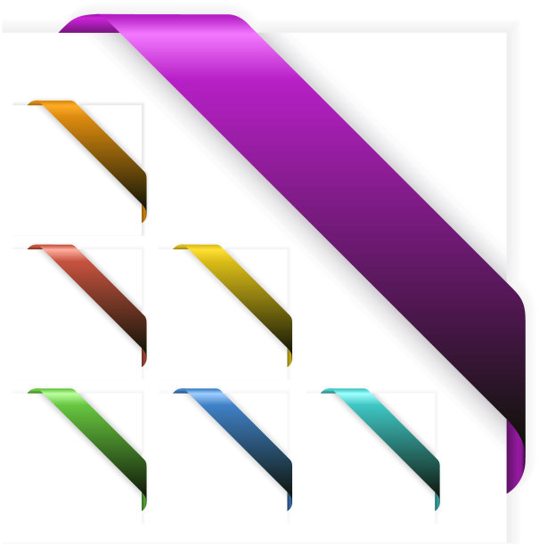 一套空的彩色角丝带图片下载