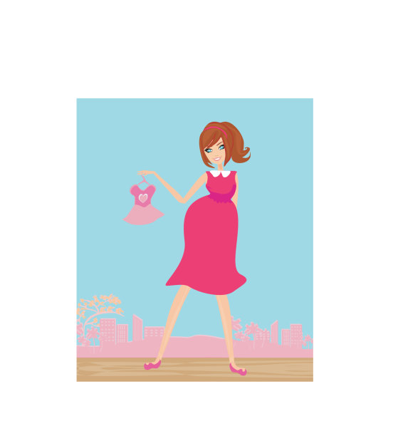 美丽的孕妇在为她的新宝宝Vector购物图片下载